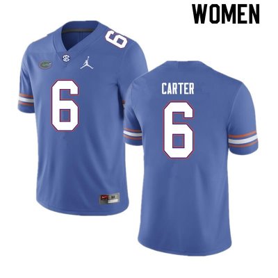 Women's Florida Gators #6 Zachary Carter NCAA Nike Royal Authentic Stitched College Football Jersey YUR1662JT